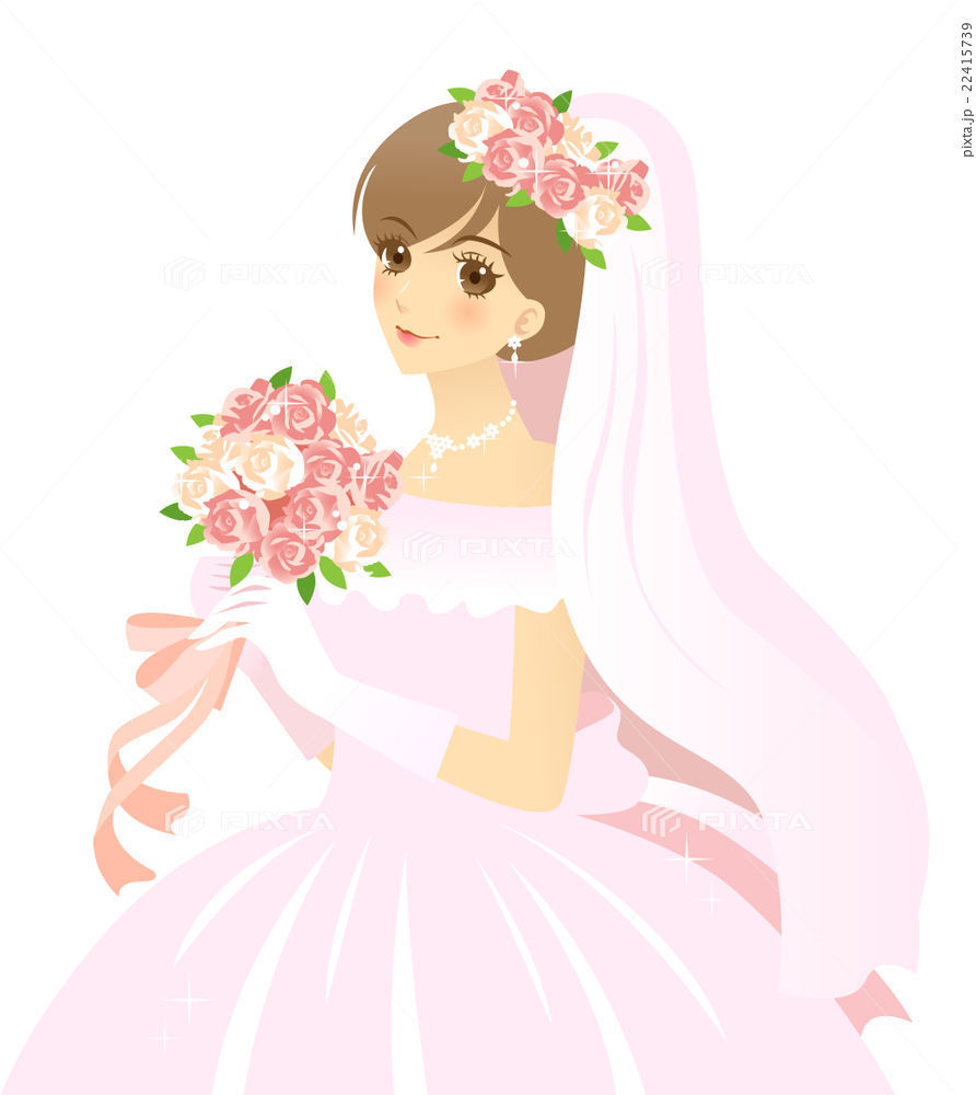 花嫁のイラスト ウエディングドレス 6月の花嫁 女性のイラスト素材